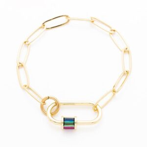 Susan Rose Brass chain with Coloured Cubic Zirconia stone locker bracelet