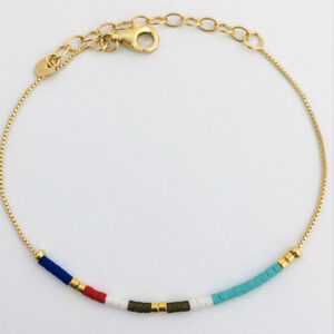 Sterling Silver Gold Plate Bracelet with coloured glass beads