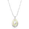 Metal teardrop shaped pendant on snake chain necklace in 2-tone Silver/Sketch Silver/Gold