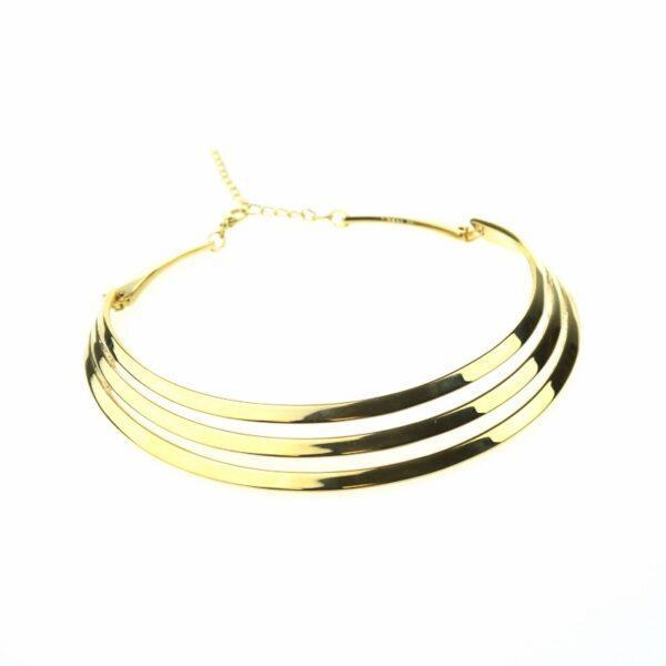 Metal 3 row design collar necklace in Gold