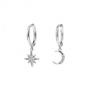 Sterling silver huggies with star and moon charms