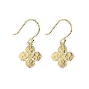 Gold Plated Sterling silver beaten symbol drop earring
