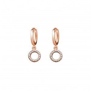 Rose Gold Plated Sterling silver sleeper with CZ ring charm