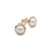Rose Gold Sterling silver half round pearl stud earring