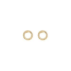 Gold Plated Sterling silver open circle CZ stud earrings