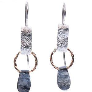 Handmade Israeli  Sterling Silver, Gold Filled Earrings