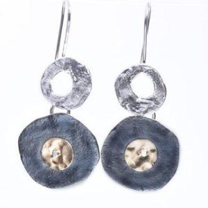 Handmade Israeli  Sterling Silver, Gold Filled Earrings