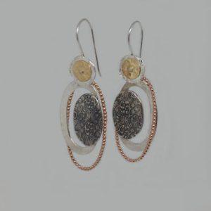 Handmade Israeli  Sterling Silver, Gold Filled Earrings