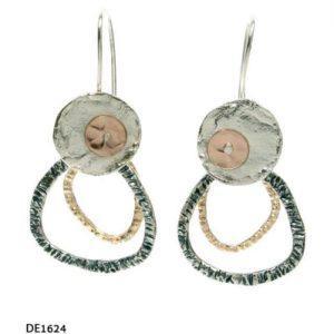 Handmade Israeli  Sterling Silver, Gold Filled Earrings