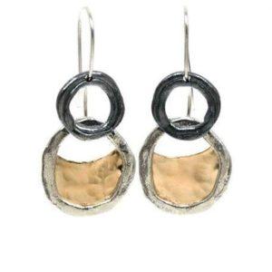 Handmade Israeli  Sterling Silver, Gold Filled Earrings
