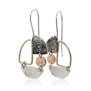 Handmade Israeli  Sterling Silver, Gold Filled Earrings