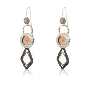 Handmade Israeli  Sterling Silver, Gold Filled Earrings