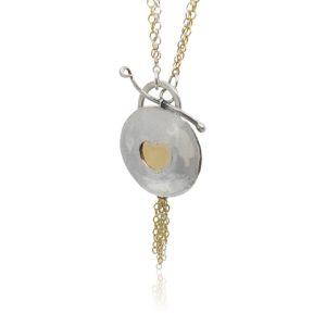 Handmade Israeli  Sterling Silver, Gold Filled, 48cm Necklace