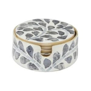 Gia Set of 6 Inlay Coasters 10cm Grey/Ivory