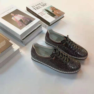 PRINCESS Leather Crystal Lace-Up Sneakers