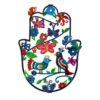 Yair Emanuel Large Hamsa + Enamel - Birds + Flowers - Multicolor