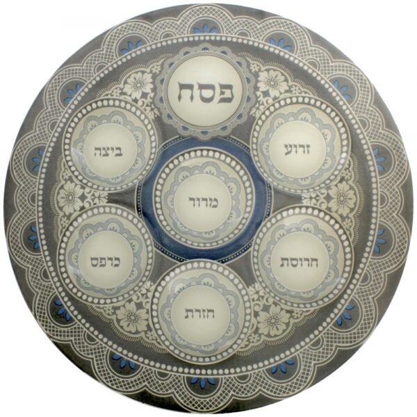 Glass Passover/Seder Plate  - Blue