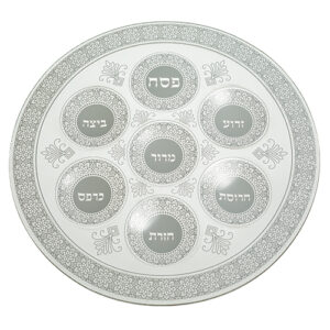 Glass Passover Plate - White