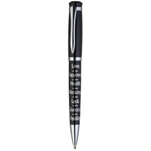 BS Elegant Black Pen Inscribed With Silver "7 Blessings"