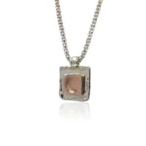 Handmade Israeli Sterling Silver, 9K Rose Gold Necklace
