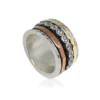 Handmade Israeli Sterling Silver, 9K Gold (Mix), Cubic Zirconia Ring